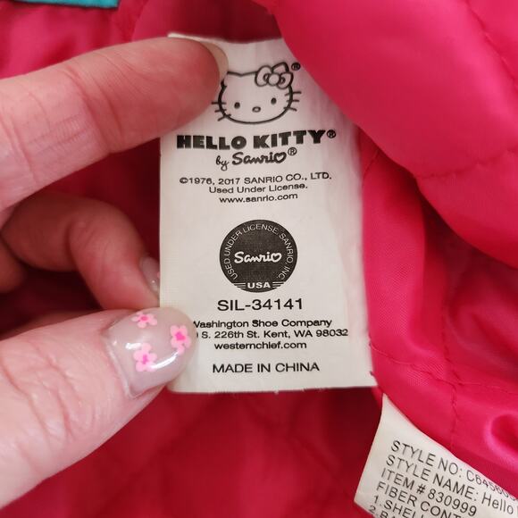 Western Chief Sanrio Hello Kitty in Flight Raincoat Turquoise & Pink | Girls 2T - Picture 8 of 11